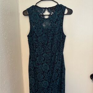 Banana Republic Teal Floral Lace Midi Dress